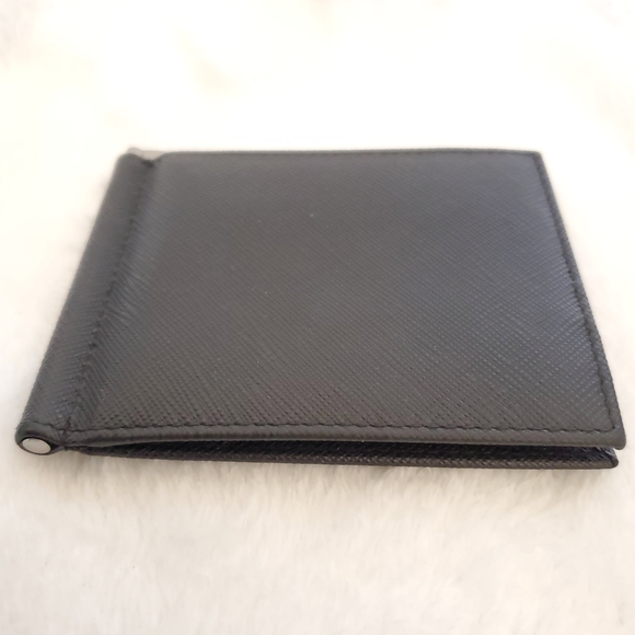 Prada Saffiano Men's Black Card Case with Money Clip - Picture 7 of 10